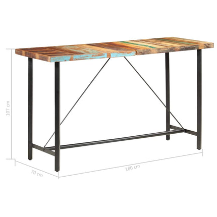 Barbord 180x70x107 cm massivt återvunnet trä