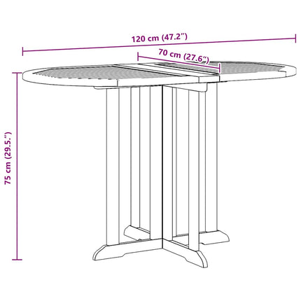 Hopfällbart trädgårdsbord 120x70x75 cm massiv teak