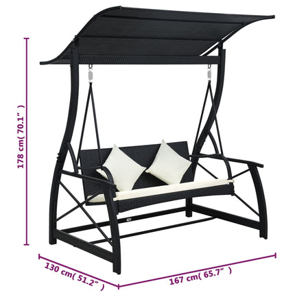 Hammock 3-sits med tak konstrotting svart