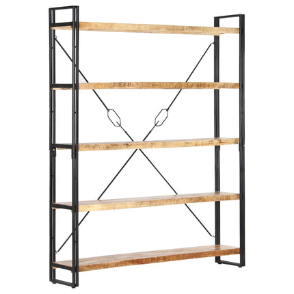 Bokhylla med 5 hyllor 140x30x180 cm massivt mangoträ