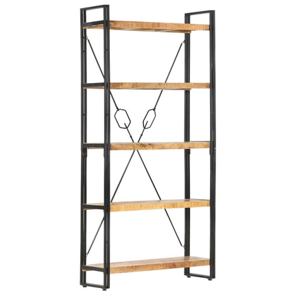 Bokhylla med 5 hyllor 90x30x180 cm massivt mangoträ