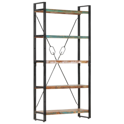 Bokhylla med 5 hyllor 90x30x180 cm massivt återvunnet trä