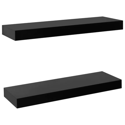 Svävande vägghyllor 2 st svart 40x20x3,8 cm