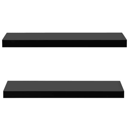 Svävande vägghyllor 2 st svart 80x20x3,8 cm