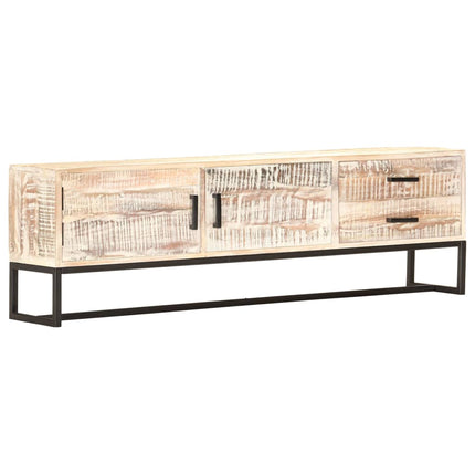 TV-bänk vit 140x30x45 cm massivt akaciaträ