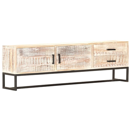 TV-bänk vit 140x30x45 cm massivt akaciaträ