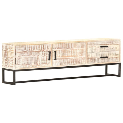TV-bänk vit 140x30x45 cm massivt akaciaträ