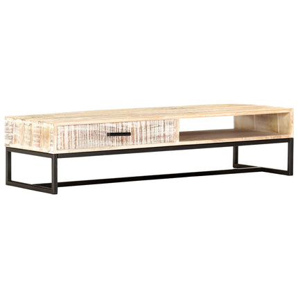 Soffbord vit 117x50x30 cm massivt akaciaträ