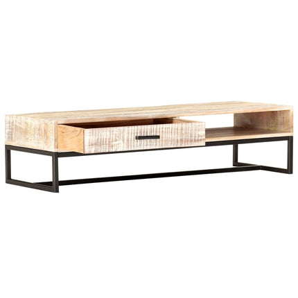 Soffbord vit 117x50x30 cm massivt akaciaträ