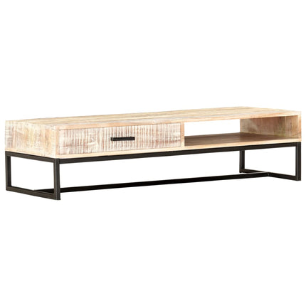 Soffbord vit 117x50x30 cm massivt akaciaträ