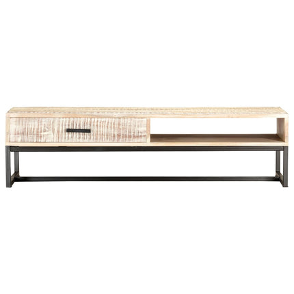 Soffbord vit 117x50x30 cm massivt akaciaträ