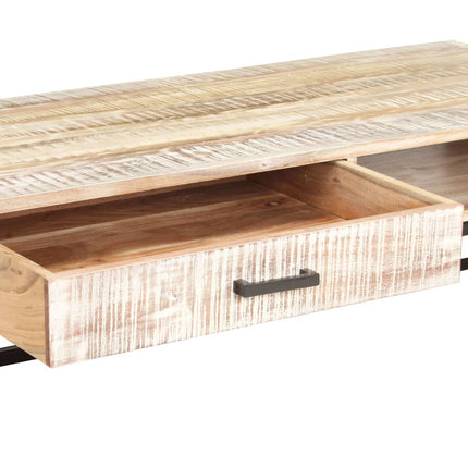 Soffbord vit 117x50x30 cm massivt akaciaträ