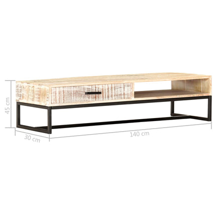 Soffbord vit 117x50x30 cm massivt akaciaträ