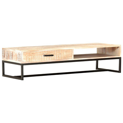 Soffbord vit 117x50x30 cm massivt akaciaträ