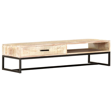 Soffbord vit 117x50x30 cm massivt akaciaträ