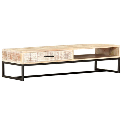 Soffbord vit 117x50x30 cm massivt akaciaträ