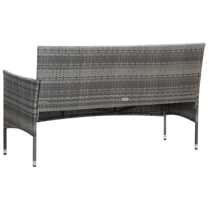 Loungegrupp för trädgården 4 delar med dynor konstrotting grå