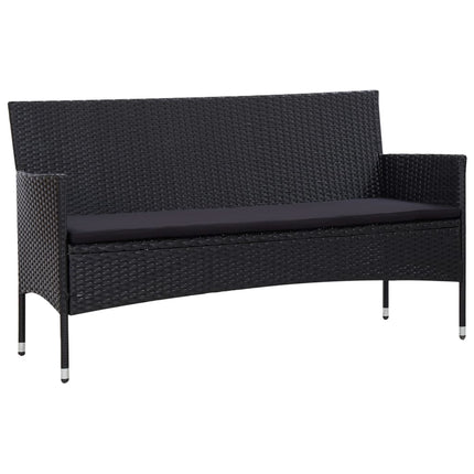 Loungegrupp med dynor 5 delar konstrotting svart