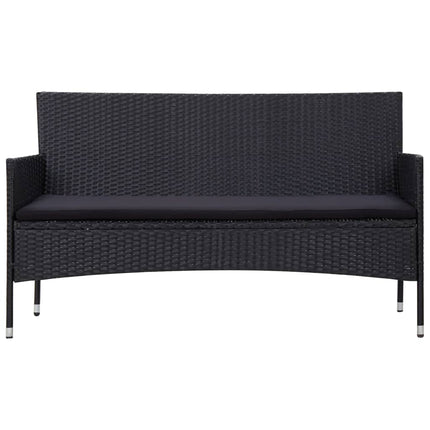 Loungegrupp med dynor 5 delar konstrotting svart