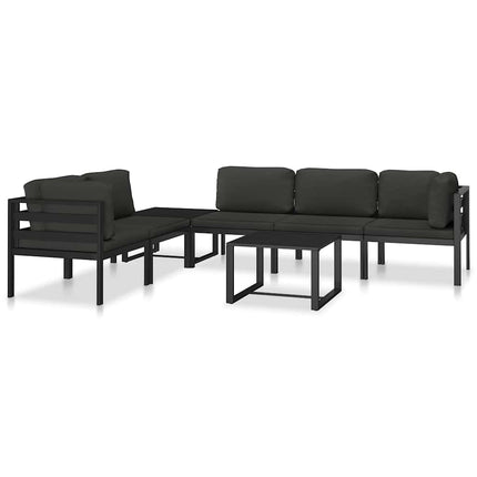 Fåtölj med dynor aluminium antracit