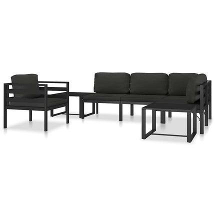 Fåtölj med dynor aluminium antracit