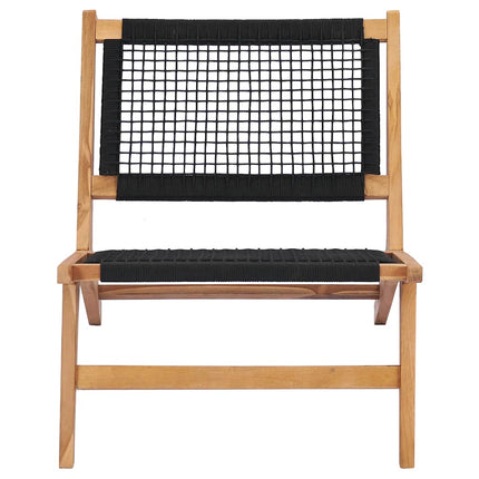 Trädgårdsstol med fotpall massiv teak och rep