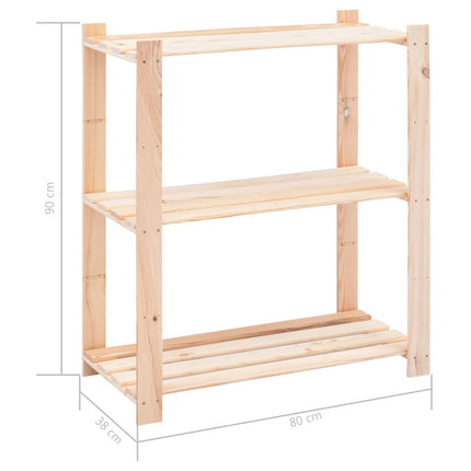 Förvaringshylla 3 hyllor 2 st 80x38x90 cm massiv furu 150 kg