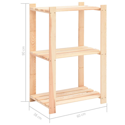 Förvaringshylla 3 hyllor 10 st 60x38x90 cm massiv furu 150 kg