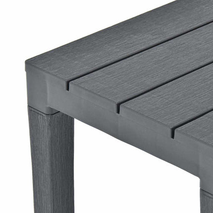 Trädgårdsbord med 2 bänkar plast antracit