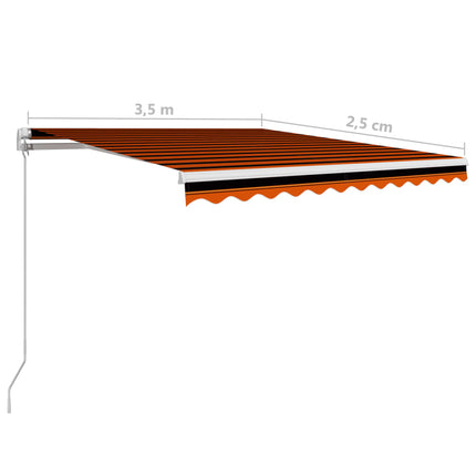 Markis manuellt infällbar 350x250 cm orange och brun