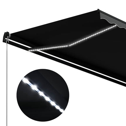 Markis manuellt infällbar med LED 450x300 cm antracit