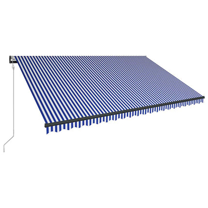 Markis med vindsensor & LED 500x300 cm blå och vit
