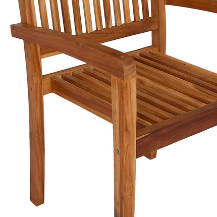 Stapelbara trädgårdsstolar 2 st massiv teak