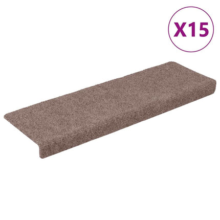 Trappmattor självhäftande 15 st 65x21x4 cm ljusbrun rektangulära kanter