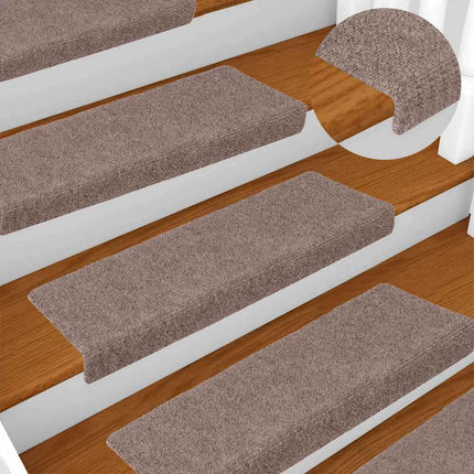 Trappmattor självhäftande 15 st 65x21x4 cm ljusbrun rektangulära kanter