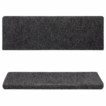Trappmattor självhäftande 15 st 65x21x4 cm mörkgrå rektangulär kant