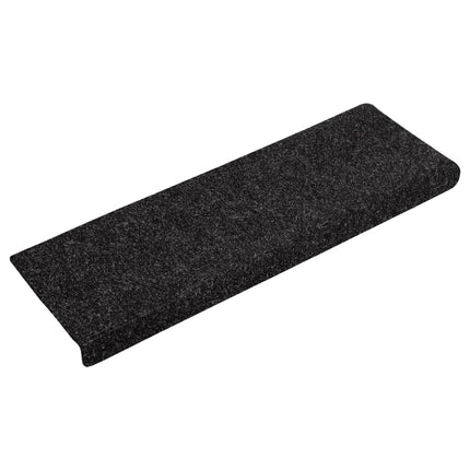 Trappmattor självhäftande 15 st 65x21x4 cm svarta rektangulära kanter