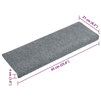 Trappmattor självhäftande 15 st 65x21x4 cm ljusgrå rektangulär kant