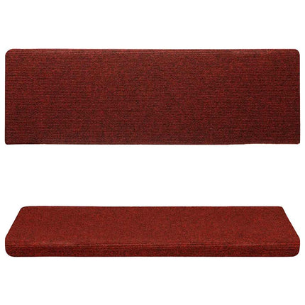 Trappmattor självhäftande 15 st 65x21x4 cm bordeauxröd rektangulär kant