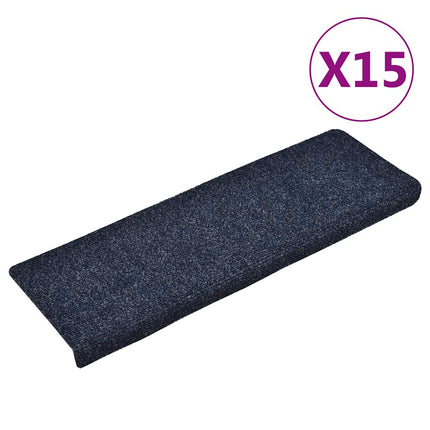 Trappmattor självhäftande 15 st 65x21x4 cm blå rektangulär kant