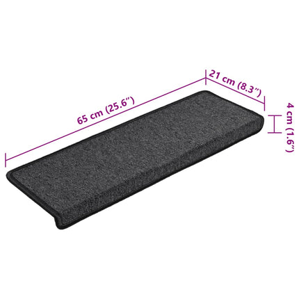 Trappmattor 15 st 65x21x4 cm antracit rektangulär kant
