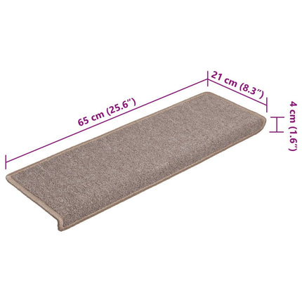 Trappmattor 15 st 65x21x4 cm ljusbruna rektangulära kanter