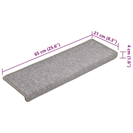 Trappmattor 15 st 65x21x4 cm ljusgrå rektangulär kant