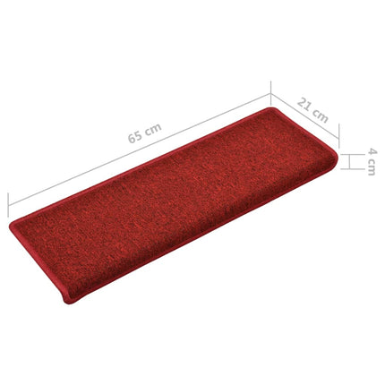 Trappmattor 15 st 65x21x4 cm röd rektangulär kant