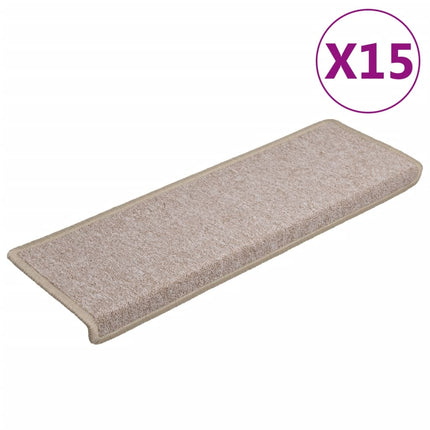 Trappmattor 15 st 65x21x4 cm taupe rektangulär kant