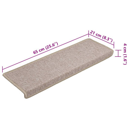 Trappmattor 15 st 65x21x4 cm taupe rektangulär kant