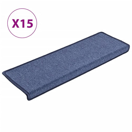 Trappmattor 15 st 65x21x4 cm blå rektangulär kant
