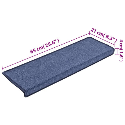 Trappmattor 15 st 65x21x4 cm blå rektangulär kant