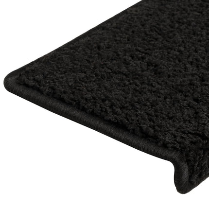 Trappmattor 15 st 65x21x4 cm svarta rektangulära kanter