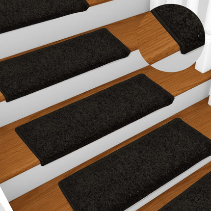 Trappmattor 15 st 65x21x4 cm svarta rektangulära kanter